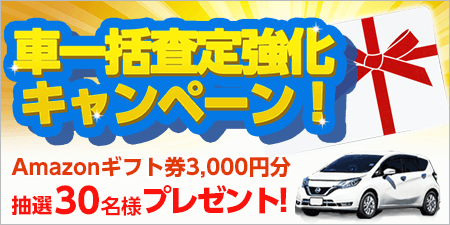 車一括査定強化キャンペーン！Amazonギフト券3,000円分を抽選で30名様にプレゼント！